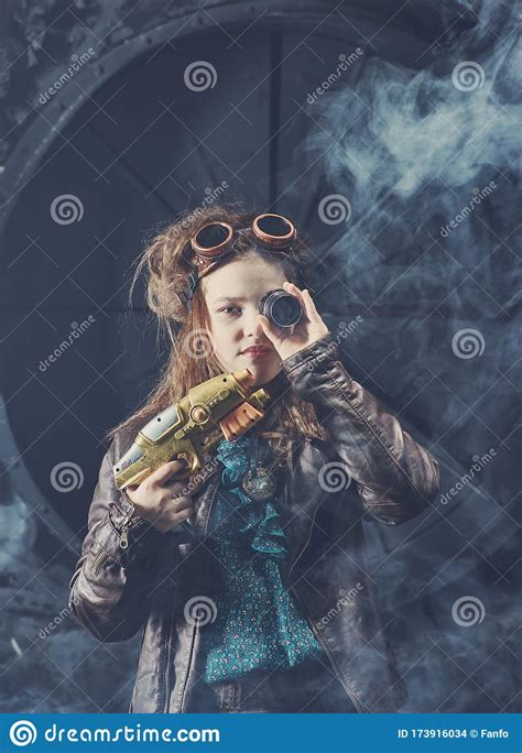 Beautiful Steampunk Teen Girl A Gun Stock Photo Image Of Beautiful