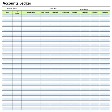 Free Printable Accounting Ledger Printable Blank World