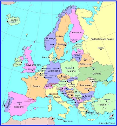 Carte Capitales Des Pays Deurope A Mémoriser Géographie Capital