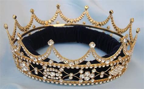 Queen King Unisex Rhinestone Gold Full Tudor Royal Crown