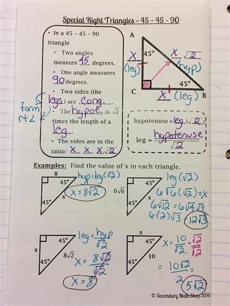 Geometry Right Triangle Formula