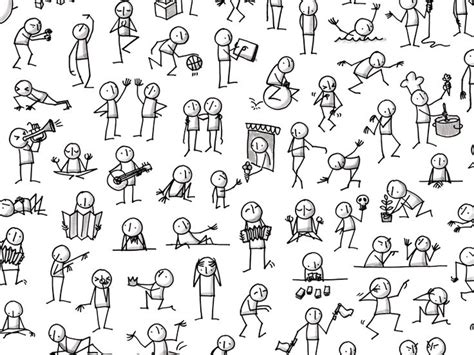 Lots Of Little People Stick Figure Drawing Doodle People Stick Drawings