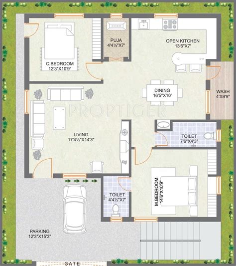 West Facing House Plans With Pooja Room