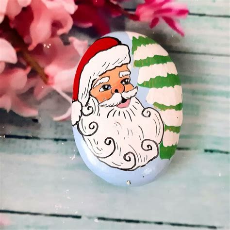 Christmas Santa Claus Hand Painted Rocks Beach Rocks Art Home Etsy