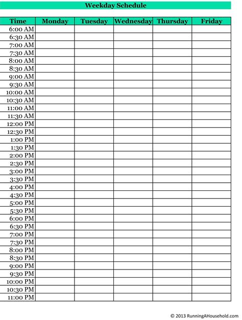 Printable Weekly Calendar With Minute Time Slots Weekly Planners