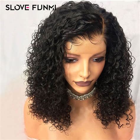 Bob Curly Lace Front Human Hair Wigs For Black Women With