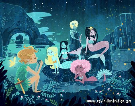 Peter Pan Mermaid Lagoon 8 X 10 Kunst Print Etsy Art And Illustration