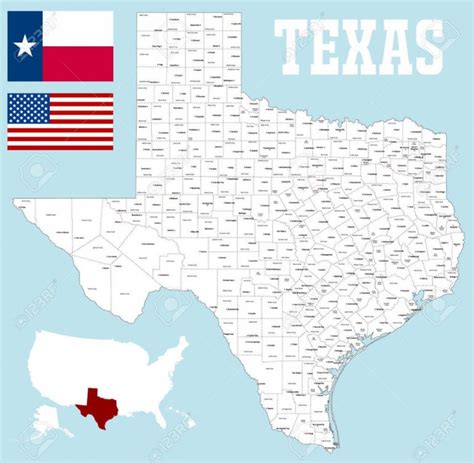 A Large And Detailed Map Of The State Of Texas With All Counties