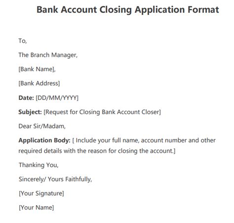 Bank Account Close Application Format Samples Ishiksha