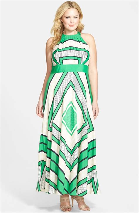 Eliza J Scarf Print Cutaway Shoulder Maxi Dress Plus Size Nordstrom