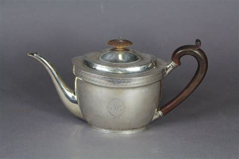 George Iii Hallmarked Sterling Silver Oval Form Teapot By John Tea