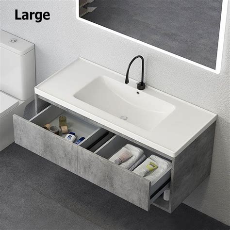 Modern 40 Gray Floating Bathroom Vanity Wall Mount Ceramics Single