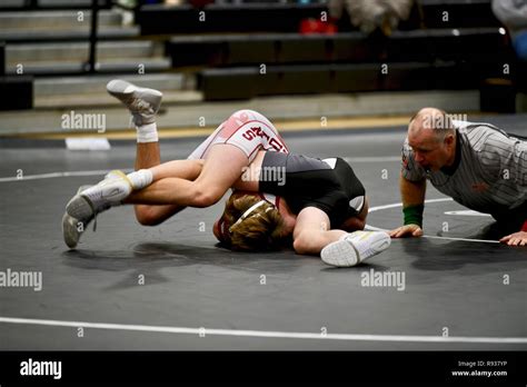High Babe Wrestler Getting Pinned By His Opponent Stock Photo Alamy