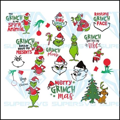 Grinch Svg Bundle Christmas Svg Merry Grinchmas Resting Grinch Face