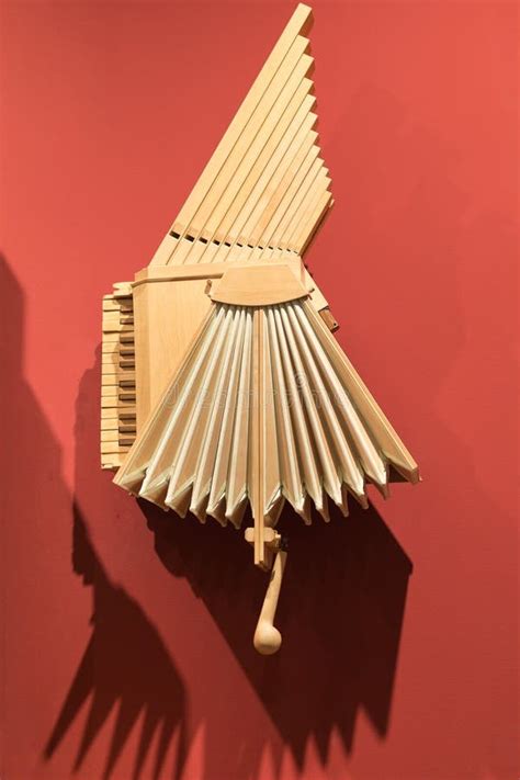 Leonardo Da Vinci Musical Instrument Wooden Continuos Organ Stock Image