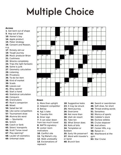 Free Easy Printable Crossword Puzzles For Adults With Answers
