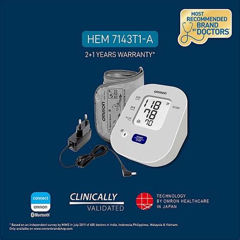 Buy Omron Hem 7143t1 A Digital Bluetooth Blood Pressure Monitor Online