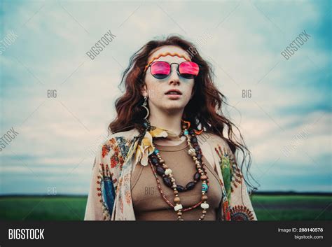 Beautiful Hippie Girl Image And Photo Free Trial Bigstock