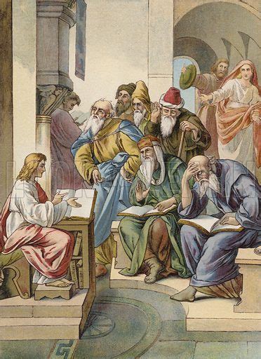 Jesus With The Elders In The Temple Stock Image Look And Learn