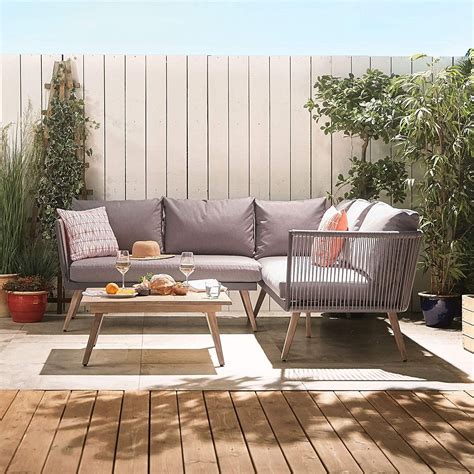 This outdoor wicker rattan furniture set can. VonHaus Rope Style Rattan Garden Furniture - L-Shaped ...