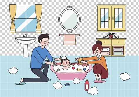 Baño De La Bañera Infantil Niño Padre Y Madre Toman Baño Para Su Hijo