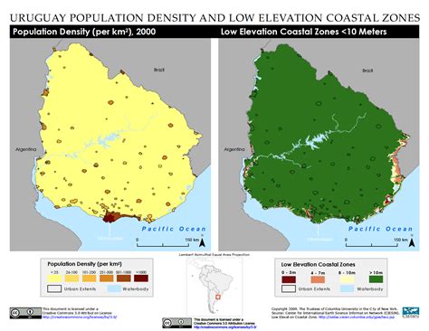 Uruguay Population Density And Low Elevation Coastal Zones Uruguay