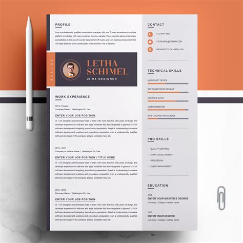 Here we have another well designed professional looking resume template following a modern and minimalistic design language. Modern & Clean Resume / CV Template | Creative Illustrator Templates ~ Creative Market