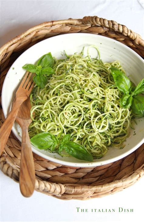 The Italian Dish Posts Spiralized Zucchini Noodles With Basil Pesto