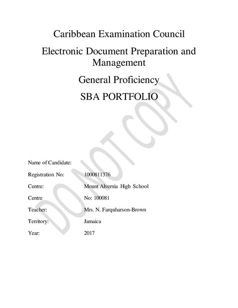 Edpm Portfolio Description Caribbean Examination Council Electronic