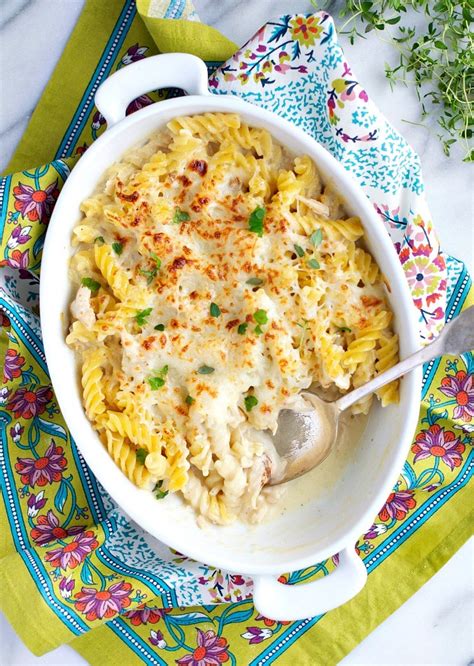 Carries Cozy Kitchen Dump And Bake Chicken Alfredo Pasta Casserole