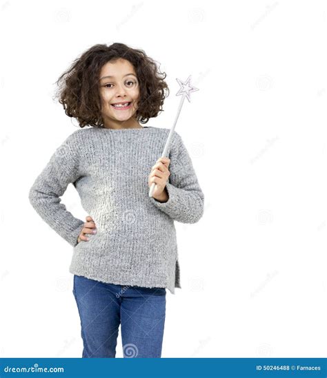 Little Girl With Magic Wand Stock Photo Image Of Portrait Child
