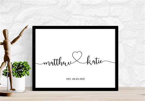 Couple Names With Heart Custom Printable Digital Download Etsy Uk