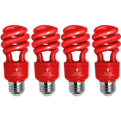 4 Pack Bluex Cfl Red Light Bulb 13w 50 Watt Equivalent E26 Spiral