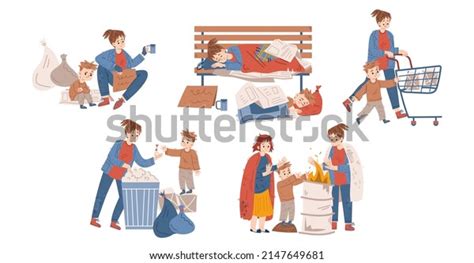 Poor Homeless People Live On City Stock Vector Royalty Free