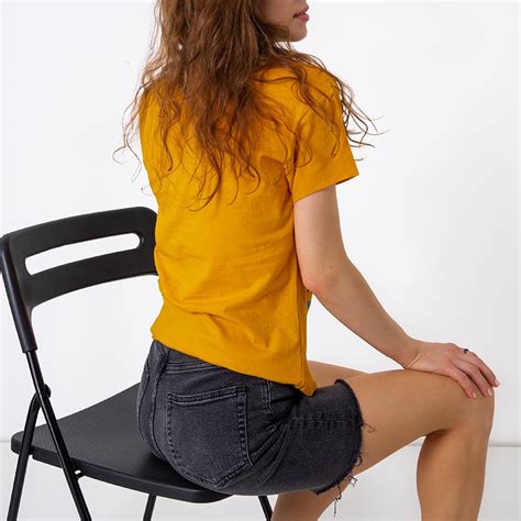 dámské hořčičné bavlněné tričko s nápisy oblečení hořčicová Žlutá royal fashion cz