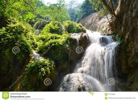 Erawan Waterfall Kanchanaburi Thailand Stock Image Image Of Creek