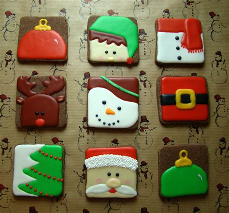 I fell in love with these stickers when i found them in january and have been wanting to make a cookie. Christmas Squares hand decorated cookies, royal icing, rolled cutout cookies, Santa, Chri ...