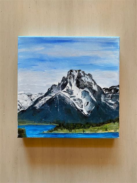Mount Moran Original Painting On Canvas Landscape Painting Etsy