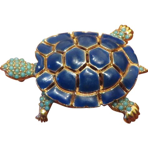 Ciner Enamel Turtle Figural Brooch in Blue | Turtle brooch, Turtle, Brooch