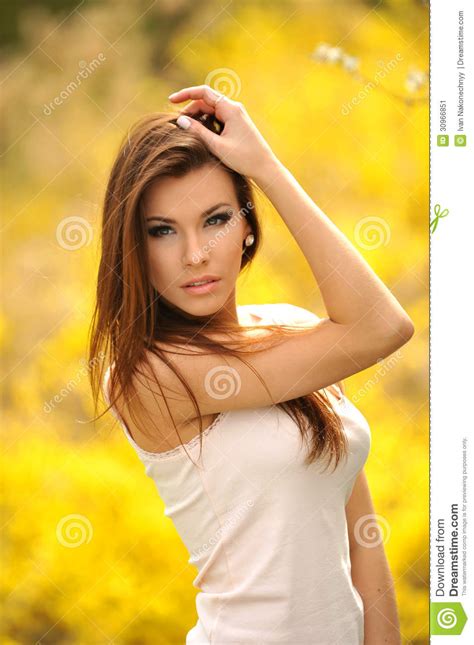 Girl On The Nature Stock Image Image Of Cheerful Beauty 30966851