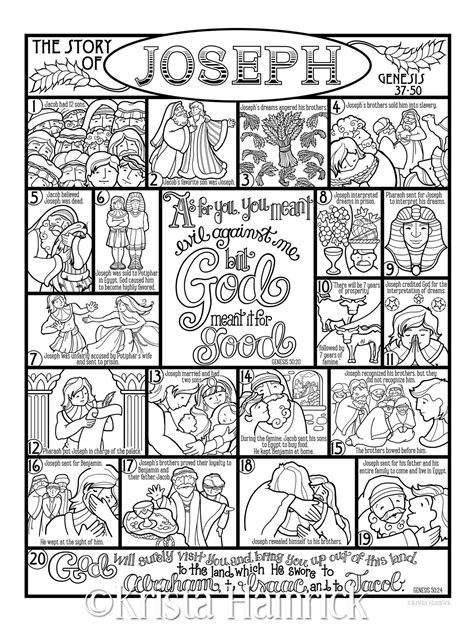 The Story Of Joseph Coloring Page In Three Sizes 85x11 Etsy