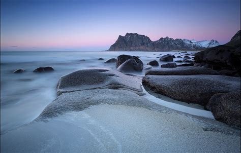 Wallpaper Sea Stones Coast Norway Norway Lofoten Images For