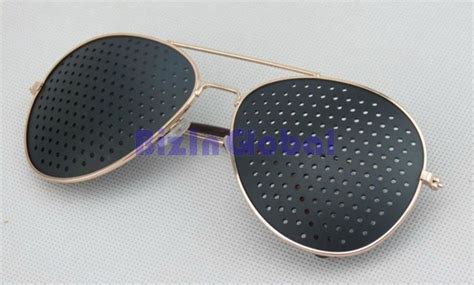 Hot Sale 10 X Simplypinholes Gold Metal Frame Pinhole Corrective Eye Fatigue Relief Glasses