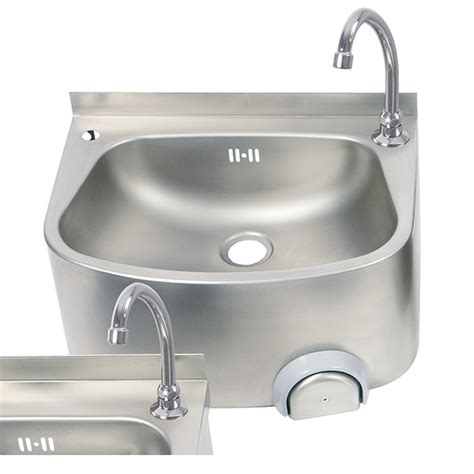 Knee Operated Wall Mounted Stainless Steel Wash Hand Basin 480 X 350 X 263 Vantage