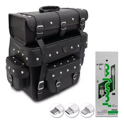 Bolsa Alforge Traseiro Moto Custom Universal L Com Cravos Parcelamento Sem Juros