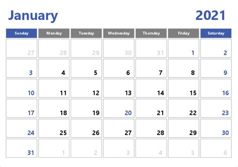 Microsoft Word Calendar 2021 Printable Calendar Monthly 2021 Monthly