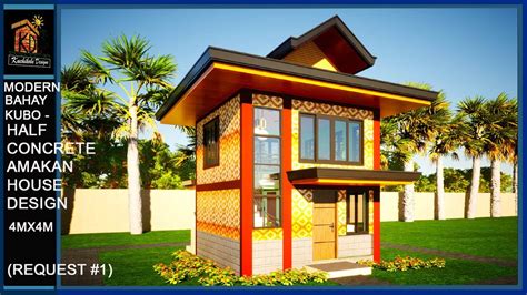 Modern Bahay Kubohalf Concrete Amakan House Design 4mx4m Request1