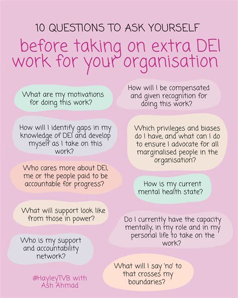 10 Questions To Ask Yourself Before Taking On Extra Dei Work For Your Organisation Hayley Bennett