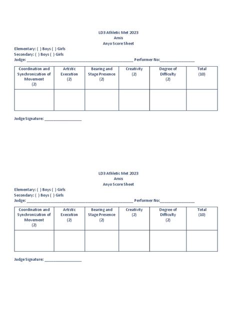 Arnis Anyo Score Sheet