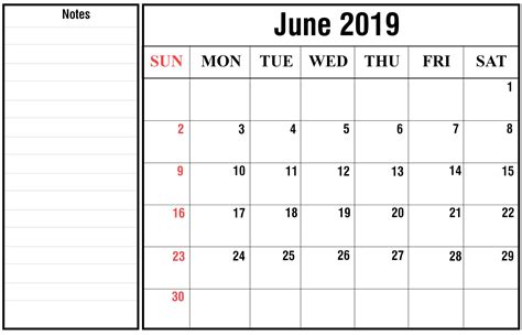 Free Printable June Calendar